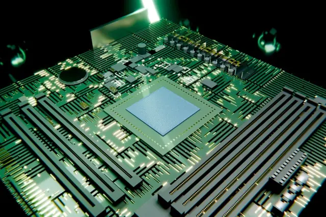 SK hynix springt nach Nasdaq-Debüt um 27 Prozent – Chip auf Platine Digitale Darstellung einer grün leuchtenden Platine mit zentralem Prozessorchip als Bezug zum Kurssprung von SK hynix nach dem Nasdaq-Debüt