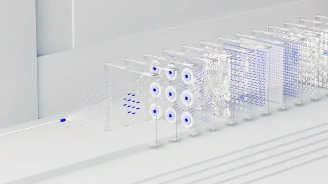 Riot Platforms als KI-Vermieter für Anthropic mit Netzwerkgrafik Abstrakte 3D-Grafik eines neuronalen Netzes mit blauen Knotenpunkten im Zusammenhang mit Riot Platforms als KI-Vermieter für Anthropic
