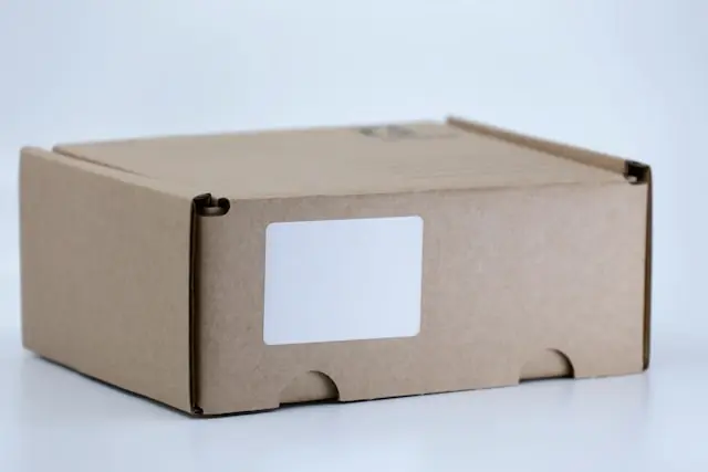 Arrive AI Nasdaq-Listing – Paketbox für Drohnenlieferungen Geschlossene Versandkartonage mit leerem Adressetikett als Bezug zum Arrive-AI-Listing an der Nasdaq und automatisierten Liefersystemen